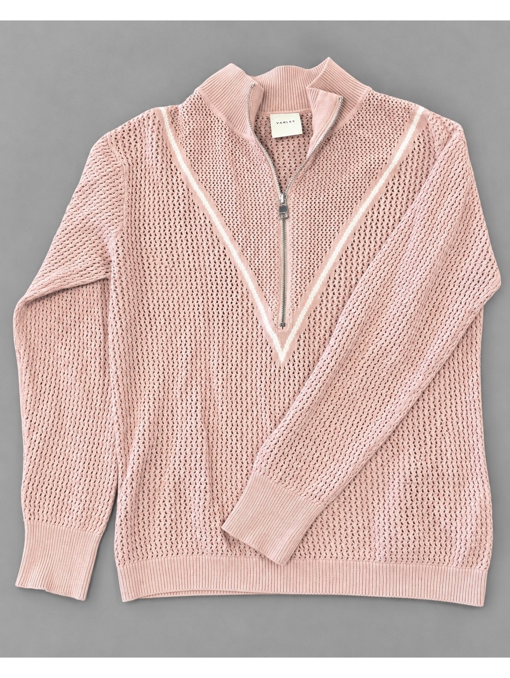 Varley Pink Knit Pullover Half-Zip Sweater- small